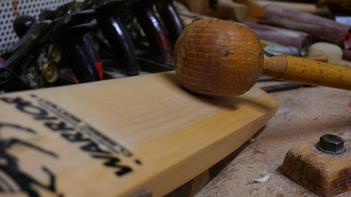 Warrior Cricket bat being knocked in